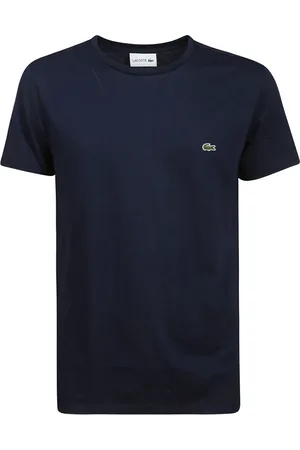 Lacoste Top, Herre, Blå, S, Bomuld, Lys Orange Bomuld T-shirt med Logo