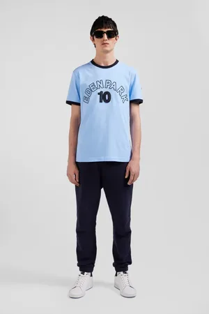 Eden Park Top, Herre, Blå, 2XL, Bomuld, Kortærmet tofarvet bomuldst-shirt