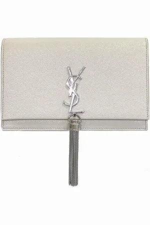 Saint Laurent Pre-owned, Dame, Hvid, ONE SIZE, Tyl, Pre-owned Laeder punge