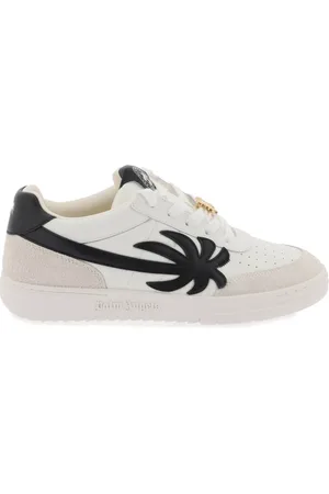 Palm Angels Sko, Herre, Hvid, 41 EU, Læder, Quiltede lædersneakers med palme