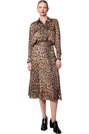 Berenice Kjole, Dame, Flerfarvet, S, Uld, Nederdel Jalia | Flydende nederdel i mellem længde med leopardprint