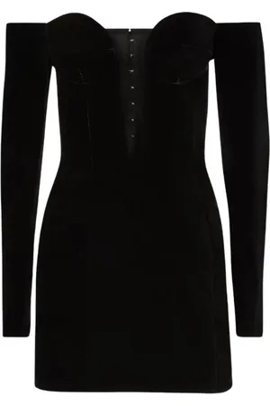 Nina Ricci Kjole, Dame, Sort, S, Uld, Deep V-Neck Mini Corset Kjole