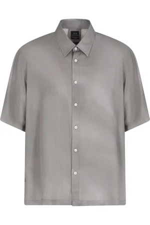 Armani Exchange Skjorte, Herre, Grå, L, Kortærmet Klassisk Krave Viskose Skjorte