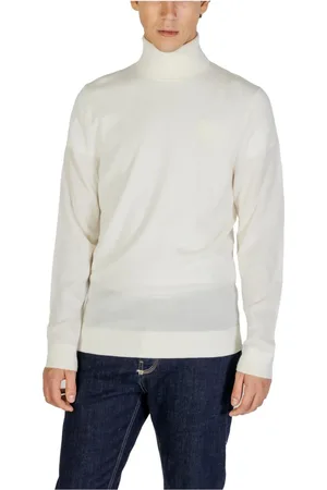 Calvin Klein Strik, Herre, Hvid, L, Uld, Uld Turtleneck Sweater Klassisk Pasform
