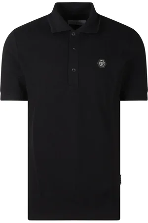 Philipp Plein Top, Herre, Sort, S, Bomuld, Hexagon Polo Skjorte