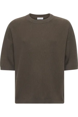 Brunello Cucinelli Strik, Dame, Brun, L, Bomuld, Bomulds sweater med Monili broderi