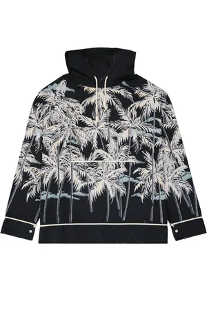 Palm Angels Jakke, Herre, Sort, S, Bomuld, Hættetrøje med print og palmedetalje
