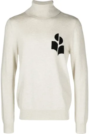 Isabel Marant Strik, Herre, , XS, Bomuld, Ecru Enzo Sweater med Ribbet Turtleneck