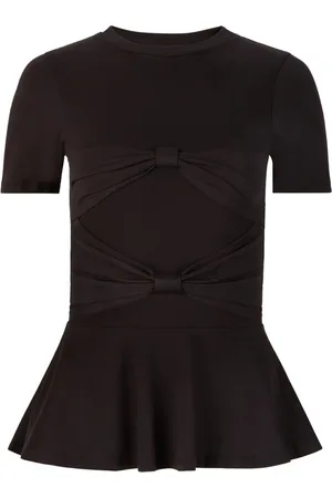Nina Ricci Top, Dame, Sort, M, Bomuld, Peplum T-shirt med sløjfedetalje