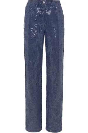 MVP Wardrobe Bukser, Dame, Blå, XS, Bomuld, Blå Paillet Boyfriend Jeans