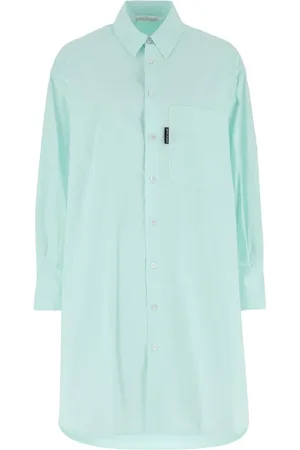 Palm Angels Kjole, Dame, Blå, 2XS, Bomuld, Abito Shirt Dress