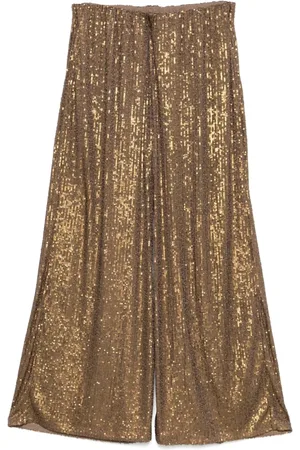 Norma Kamali Bukser, Dame, Brun, M, Uld, Sequin-udsmykkede elastiske bukser