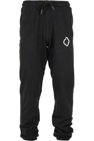 MARCELO BURLON Bukser, Herre, Sort, M, Bomuld, Sorte Sweatpants med Elastisk Talje