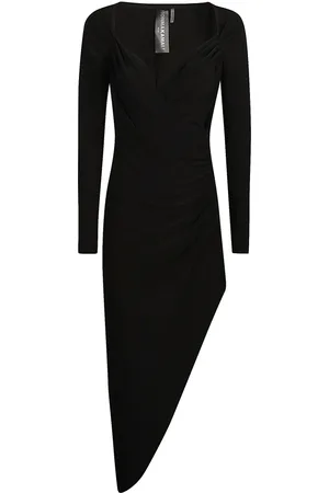 Norma Kamali Kjole, Dame, Sort, XS, Sweetheart Side Drape Kjole