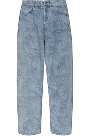 Palm Angels Jeans, Herre, Blå, W33, Bomuld, Floral Motif Jeans