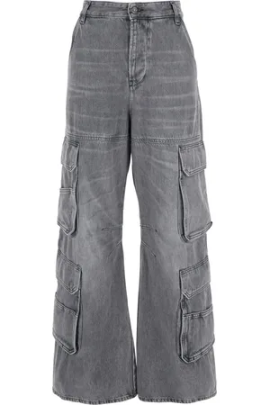 Diesel Jeans, Dame, Grå, W26, Bomuld, Grå cargo jeans med falmet effekt