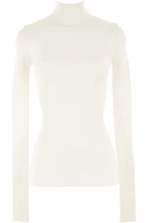 Bottega Veneta Strik, Dame, , M, Uld, Elfenbensfarvet strikket uld turtleneck med høj hals og ribkanter