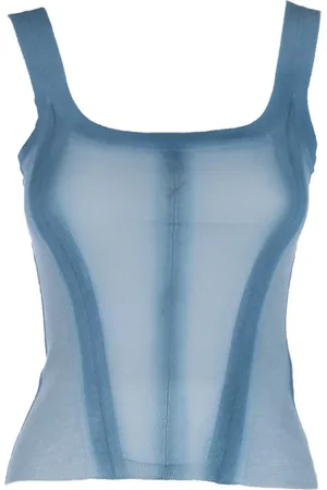 ERMANNO SCERVINO Top, Dame, Blå, S, Uld, Shaded-print Top
