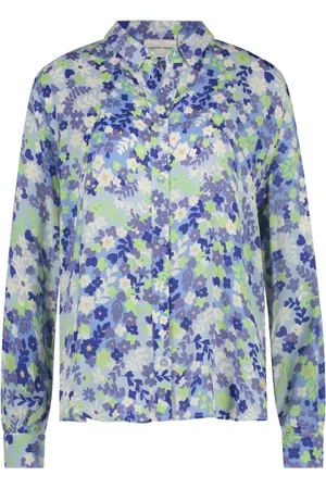Fabienne Chapot Bluser & Skjorter, Dame, Blå, L, Uld, Popping Flowers Bluse