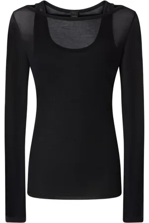 Pinko Top, Dame, Sort, M, Sort Bådhals Sweater Broderet Logo