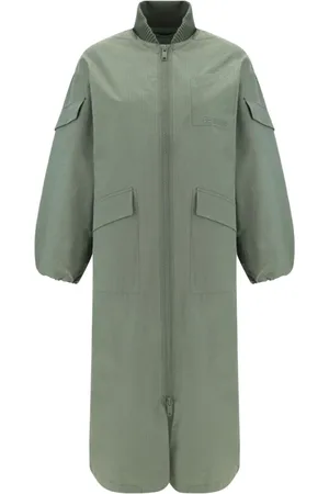 Ganni Frakke, Dame, Grøn, 2XS, Uld, Tech Seersucker Oversized Shell Coat