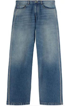 Palm Angels Jeans, Herre, Blå, W34, Uld, Curved Logo Loose Jeans