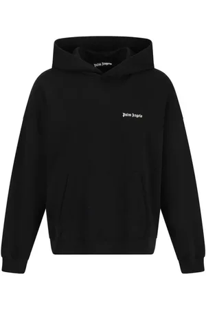 Palm Angels Sweathshirts & Hoodies, Herre, Sort, L, Bomuld, Ribstrikket bomuldshættetrøje med kængurulomme