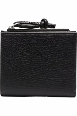 Emporio Armani Tilbehør, Herre, Sort, ONE SIZE, Læder, Slim Læder Kortholder