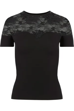 Nina Ricci Top, Dame, Sort, L, Top med blondeindsats