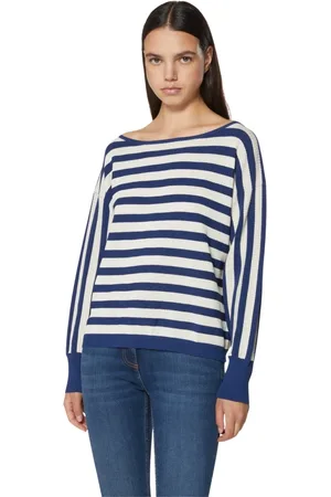 Silvian Heach Strik, Dame, Blå, L, Nylon, Stribet Top med Bådhals