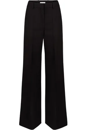 Nina Ricci Bukser, Dame, Sort, XS, Satin, Wide Leg Satin Trim Pants