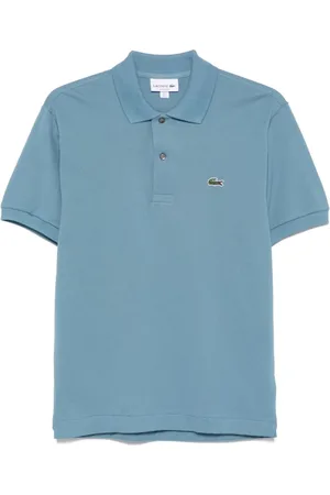 Lacoste Top, Herre, Blå, L, Bomuld, Blå Polo Shirt med Logo Patch