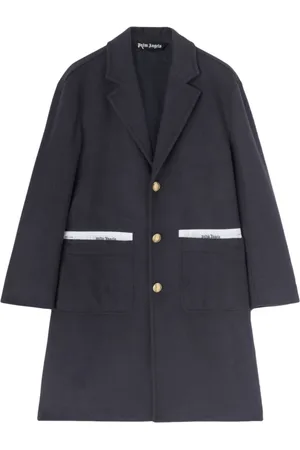Palm Angels Frakke, Herre, Blå, L, Uld, Sartorial Tape Button-Up Coat