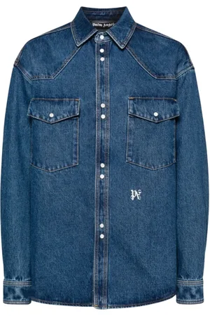 Palm Angels Skjorte, Herre, Blå, L, Denim, Denimskjorte