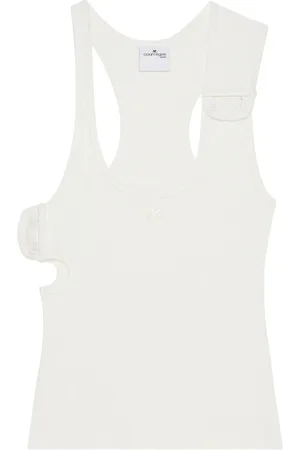 Courrèges Top, Dame, Hvid, XS, Uld, 90`er Rib Tanktop