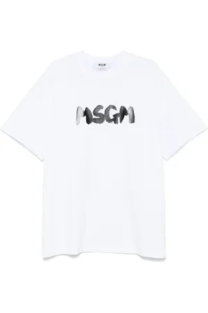 Msgm Top, Herre, Hvid, S, Bomuld, Bomulds T-shirt med Logo Print foran