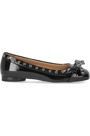 Ganni Sko, Dame, Sort, 39 EU, Bomuld, Eyelet Bow Ballerinas