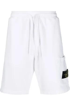Stone Island Shorts, Herre, Hvid, M, Uld, Hvide Cargo Bermuda Shorts Stilfuldt Logo