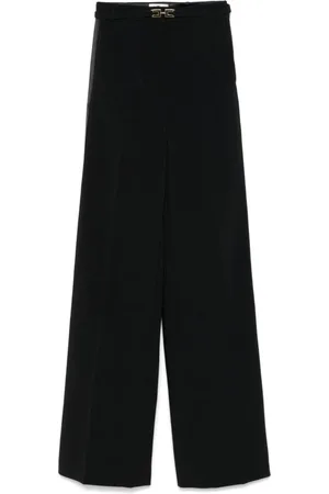 Elisabetta Franchi Bukser, Dame, Sort, S, Satin, Crêpe bukser med satinbånd