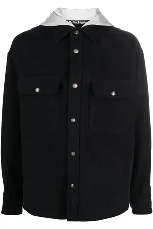 Palm Angels Jakke, Herre, Sort, M, Bomuld, Monogram Hooded Overshirt