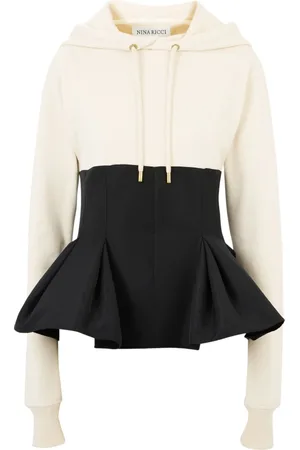 Nina Ricci Sweathshirts & Hoodies, Dame, Hvid, XS, Contrasting-Peplum Hoodie