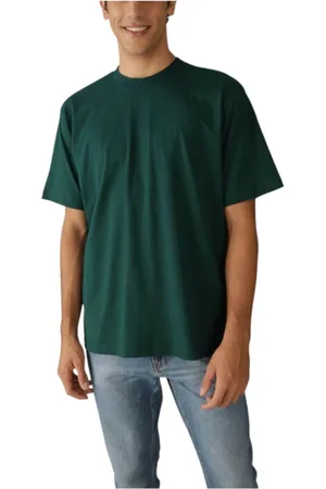 Calvin Klein Top, Herre, Grøn, L, Bomuld, Grøn Relaxed Vævet Label T-shirt