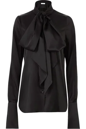 Nina Ricci Bluser & Skjorter, Dame, Sort, M, Satin, Satin Lavaliere Skjorte