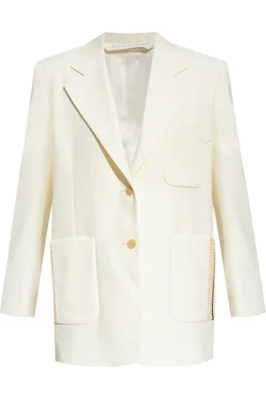 Palm Angels Jakke, Dame, , 2XS, Uld, Cremefarvet Blazer med Lommer