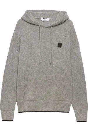 Msgm Sweathshirts & Hoodies, Herre, Grå, M, Bomuld, Logo Patch Hættetrøje