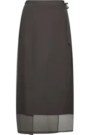 Brunello Cucinelli Nederdel, Dame, Brun, M, Bomuld, Wrap Midi Nederdel