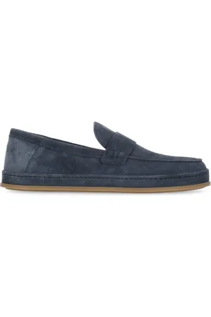 Hogan Sko, Herre, Blå, 42 EU, Læder, Blå Ruskind Loafers med Rund Tå