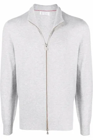 Brunello Cucinelli Sweathshirts & Hoodies, Herre, Grå, 2XL, Cashmere, Zip-through sweater