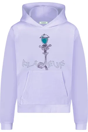 FLÂNEUR Sweathshirts & Hoodies, Herre, Lilla, L, Bomuld, Lilla Lanterne Grafisk Hættetrøje