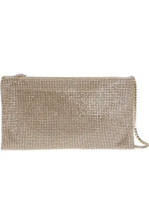 BENEDETTA BRUZZICHES Taske, Dame, Gul, ONE SIZE, Silke Rhinestone Mesh Clutch Taske